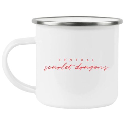 Central Scarlet Dragons Script Enamel Camping Mug