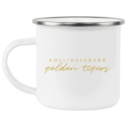Hollidaysburg Golden Tigers Script Enamel Camping Mug